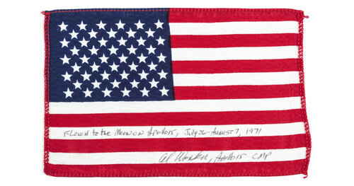 Flag from Apollo 15, the first mission to use the Lunar Roving Vehicle